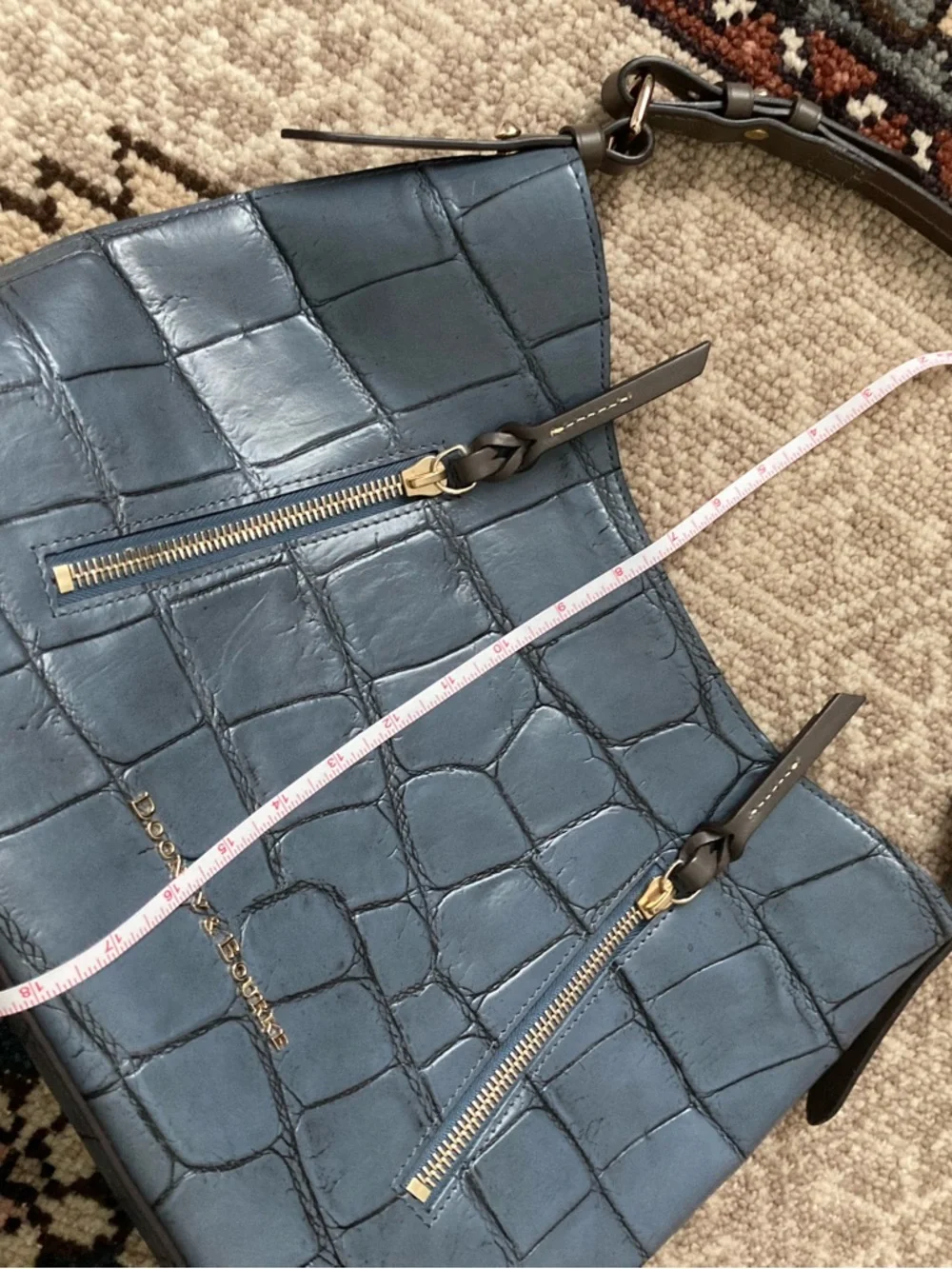 [Dooney & Bourke] Dennison Cooper Hobo Blue Croc Shoulder Bag